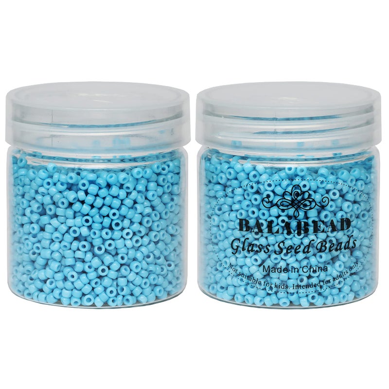 BALABEAD Opaque Light Blue Color Loose Seed Beads About 4000pcs in Box 8/0 Glass Craft Seed Beads for Jewelry Making, Hole 0.7mm (Light Blue) - Image 3